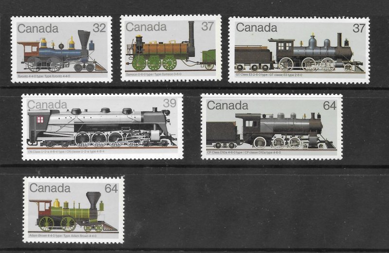 Canada Mint NH Lot of 6 Different Locomotives Stamps  Face Value $2.73