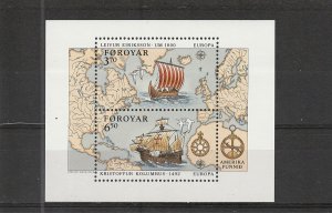 Faroe Islands  Scott#  238  MNH  S/S  (1992 Europa)