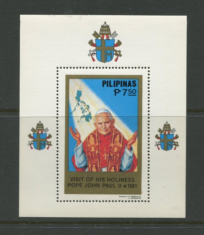 STAMP STATION PERTH Philippines #1511 Pope John Paul II Souvenir Sheet MNH CV$8.