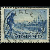 AUSTRALIA 1934 - Scott# 143 Tribesman & River 3p Used