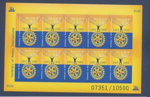 AUSTRALIA- Scott 2383a  - FVF MNH  imp S/S of ten  - Rotary International - 2005