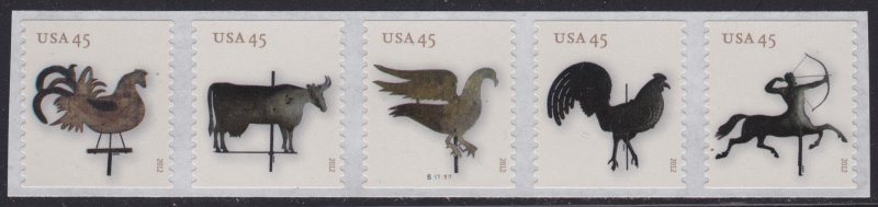 USA PNC SC# 4613-4617 WIND VANES 45c.PL# S1111111 S. A.- MNH - PNC5