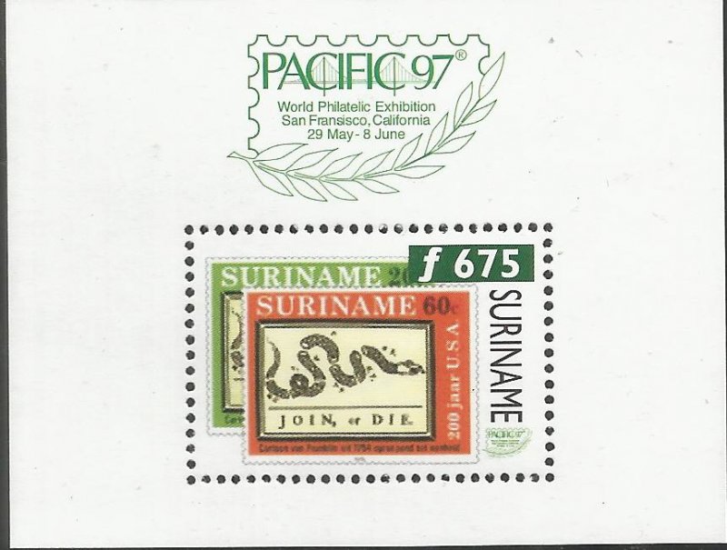 SURINAME 1097  MNH, SS,  PACIFIC 97, SAN FRANCISCO