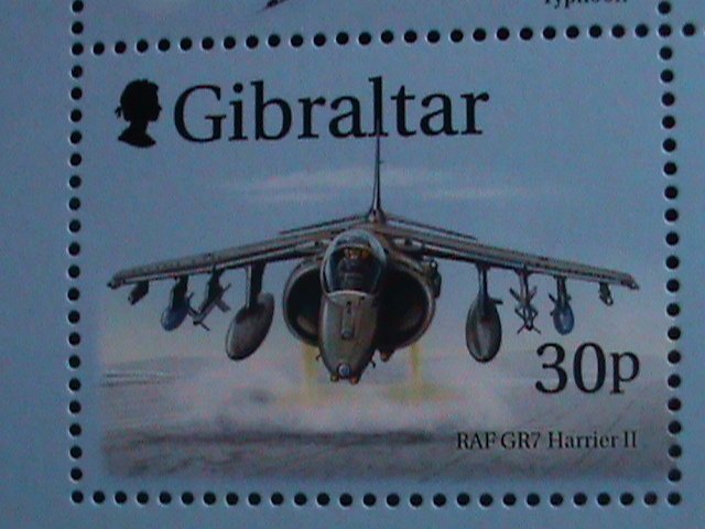 GIBRALTAR-1999- SC#814b WINGS OF PREY-FIGHTER PLANES & RAPTORS MNH S/S-CV-$10