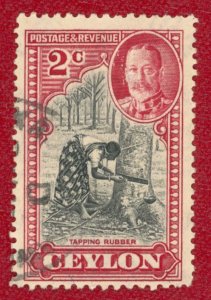CEYLON Sc 264 USED 1935 2c - King George V - Tapping Rubber Tree