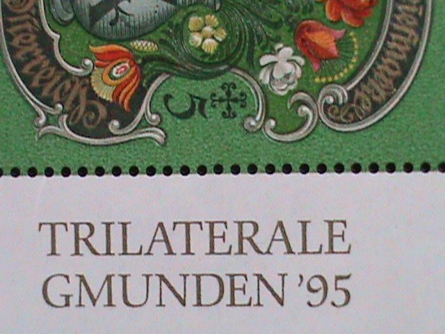 AUSTRIA 1995 SC#B362 STAMP DAY-OVERPRINT-TRILATERALE GMUNDEN'95- MH S/S VF