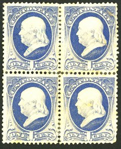 U.S. #145 USED BLOCK OF 4