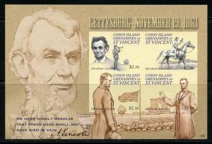 UNION ISLAND  GETTYSBURG ABRAHAM LINCOLN  IMPERFORATE SHEET  MINT NH