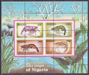 1988 Nigeria 520-523/B8C error perforation / Sea fauna