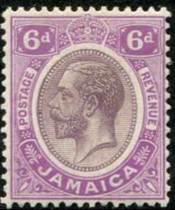 Jamaica SC# 102 SG# 93 George V  6d wmk 4 MH