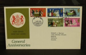 15426   GREAT BRITAIN   FDC # 612-616     General Anniversaries