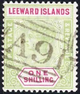 Virgin Is Leeward Is SG7 1/- (Faded) A91 used on board the Cunard Line