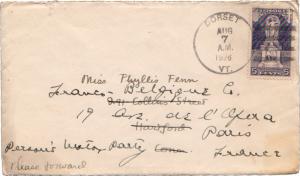 United States Vermont Dorset 1926 4b-bar  5c Ericsson to Paris.