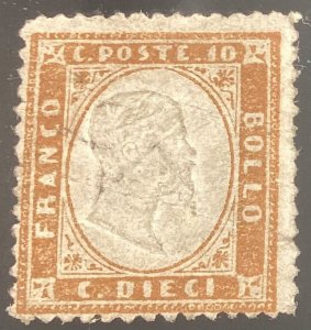 Italy #17 used (appears unused) 1862 10c bister King Victor Emmanuel II