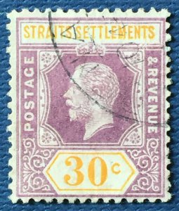 Malaya Straits Settlements KGV 1921 30c Fine USED MSCA SG#235 M4741