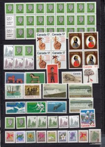 CANADA 1979 COMPLETE YEAR SET OF 54 STAMPS, SHEET, 2 PANES & 5 BOOKLETS MNH