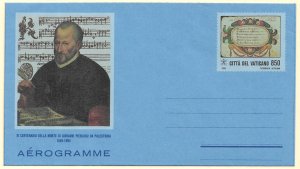 VATICAN CITY 1994 Giovanni Pierluigi da Palestrina Aerogramme Mi.LF32 Unused