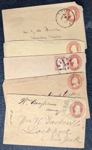 EDW1949SELL : USA Group of 5 1850s U10 nesbitt envelopes CT, PA etc.
