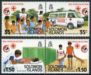 Solomon Islands 635-638a pairs, MI 700-703, MNH. Intl. Red Cross,125th ann. 1989