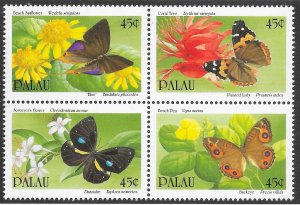 PALAU SG351/4 1990 BUTTERFLIES SET MNH