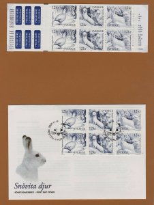 H582 Sweden 2009 Scott #2625d MNH booklet + FDC White animals bird hare  stoat