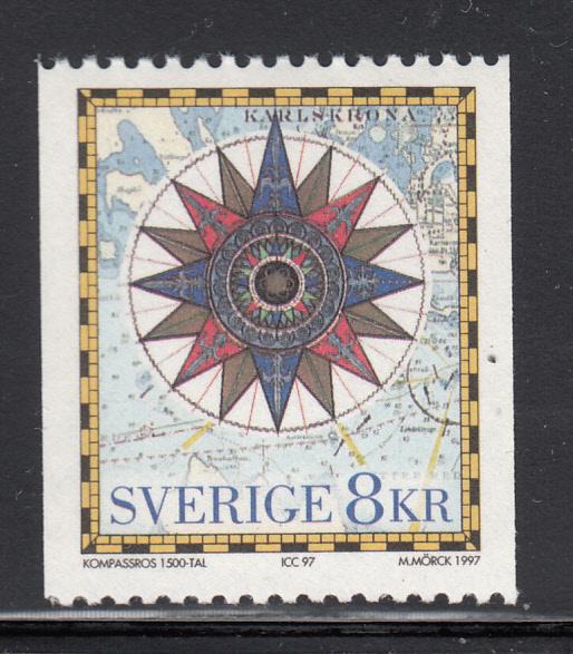 Sweden 1997 MNH Sc #2234 8k Compass rose, 1568 atlas