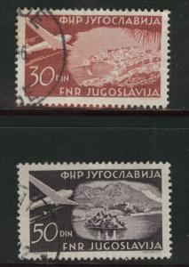 Yugsolvaia Scott C40-41 used 1951 airmial stamps