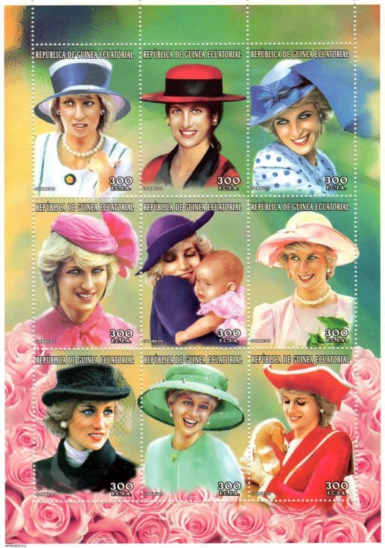 Equatorial Guinea 1997 Diana Princess 2 Sheetlets (9) + 2 Souvenir Sheets MNH