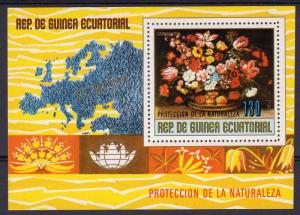 Equatorial Guinea 1977 Mi#Bl.275 Flowers by J.Linard/Map of Europa S/S Perf.MNH