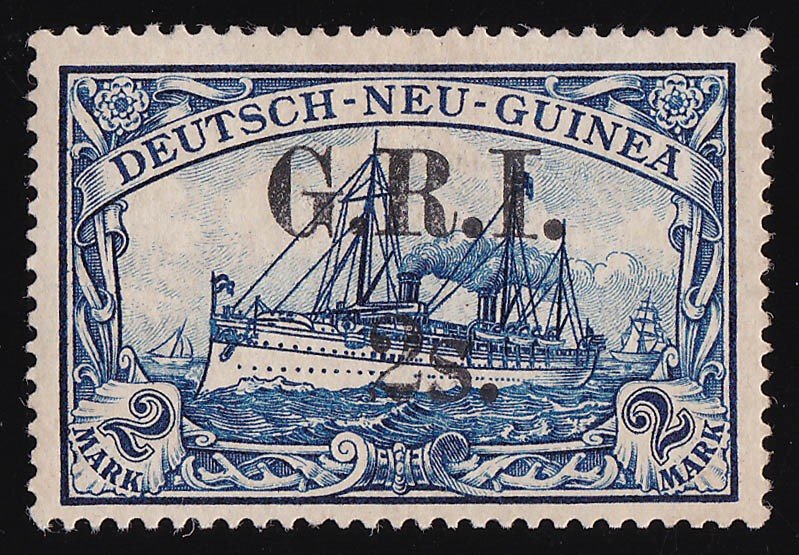 NEW GUINEA GRI 1914 GRI 2S on Yacht DNG 2Mk VARIETY LARGE S PHOTO CERTIFICATE 