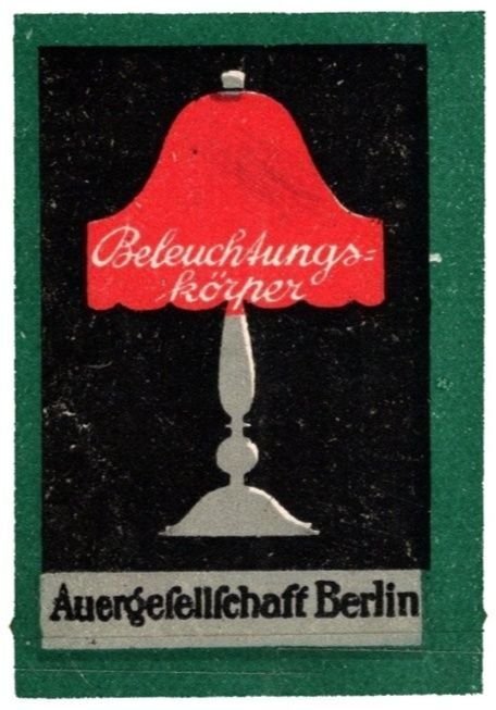 Vintage Germany Poster Stamp Auergesellschaft Lighting Fixture Berlin