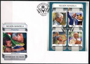 NIGER 2017 NELSON  MANDELA SHEET FIRST DAY COVER