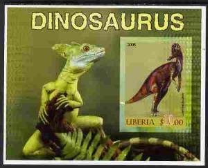 Liberia 2005 Dinosaurs #6 imperf souvenir sheet unmounted...