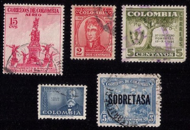 COLOMBIA Sc 576,588 Used (Lot Of 5 Each) F-VF