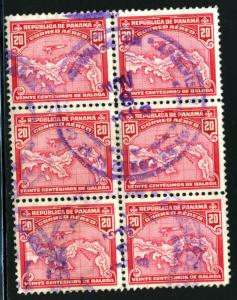 PANAMA #C8, USED BLOCK OF 6 - PAN053