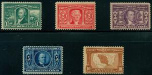 momen: US Stamps #323-327 Set Mint OG 3H/2NH