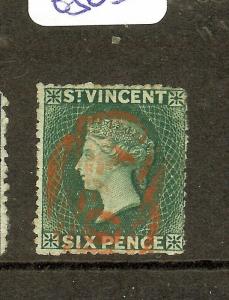 ST VINCENT   (P1603B) QV 6D  SG19  RED CANCEL  VFU