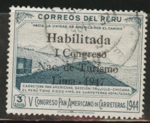 Peru  Scott 423 Used 1947 Overprinted stamp