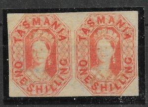 TASMANIA SG41 1858 1/=VERMILION PAIR MTD MINT