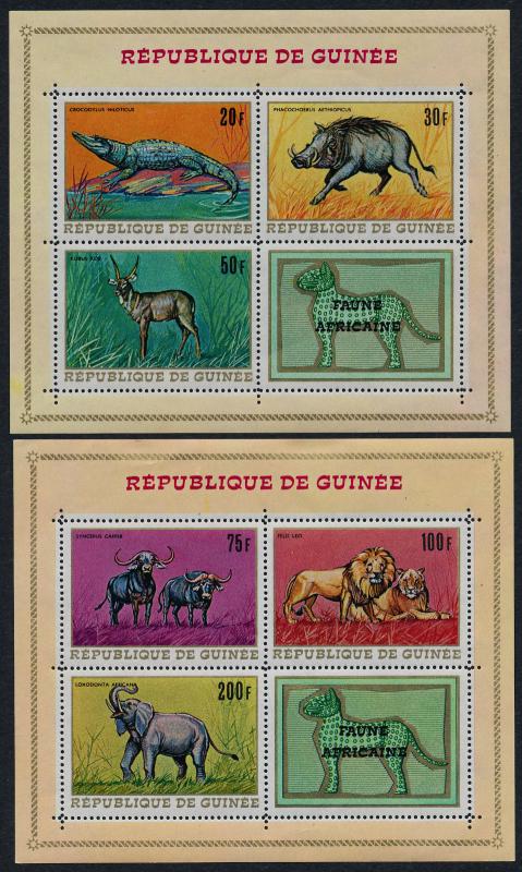 Guinea 517a,8a MNH Animals, Lions, Crocodile, Elephant, Wart Hog
