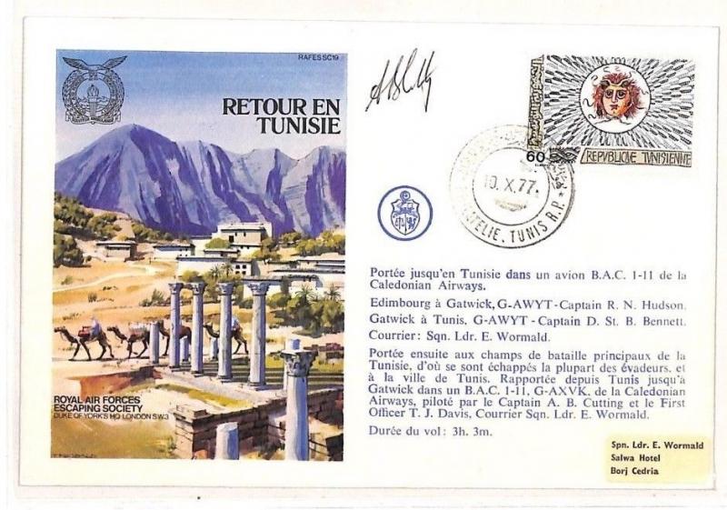 AH187 1977 Tunisia  RAF Escaping Society Signed Cover PTS