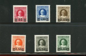 VATICAN CITY PROVISIONALOVERPRINTS  SCOTT #35-40 MINT NEVER HINGED  PRISTINE