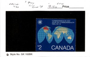 Canada, Postage Stamp, #977 Mint NH, 1983 Map Globe (AG)