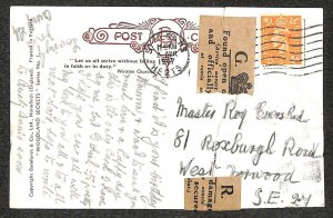 ENGLAND SCOTT #261 STAMP TYPE 3 BRITISH TAPE DOROTHY WHEELER POSTCARD 1947