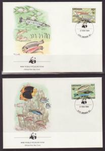 Grenada 1211-1214 Fish 1984 WWF S/4 U/A FDC