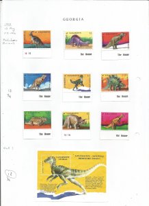 GEORGIA - 1995 - Prehistoric Animals -Perf 9v Set & Souv Sh.-Mint Lightly Hinged