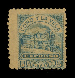 VENEZUELA 1898  Local Post Coro Y La Vela Express Railway - Locomotive 5c blue