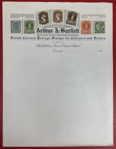 Arthur A. Bartlett, Prince Edward Island, 19th Century Stamp Dealer Letterhead