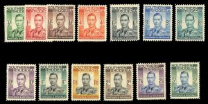 Southern Rhodesia #42-54 Cat$51.05 (for hinged), 1937 George VI, complete set...