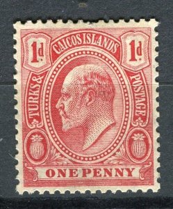 TURKS CAICOS; 1909 early Ed VII issue Mint hinged 1d. value